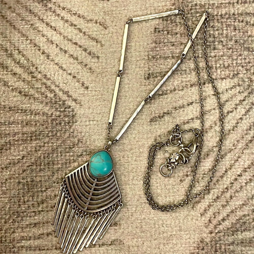 Lucky Brand Boho Silver and Turquoise Necklace